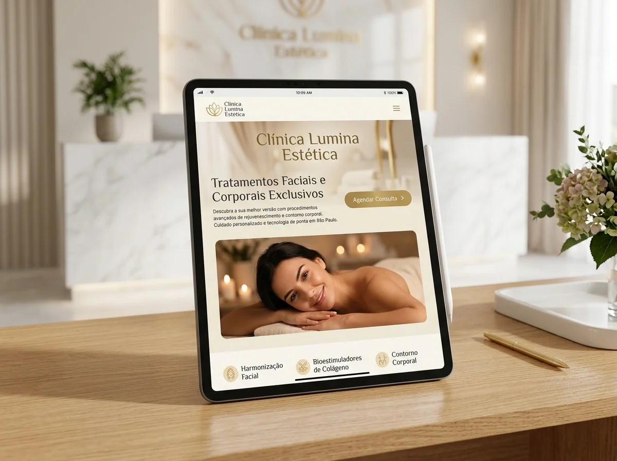 Mockup do site Clínica Lumina Estética Avançada